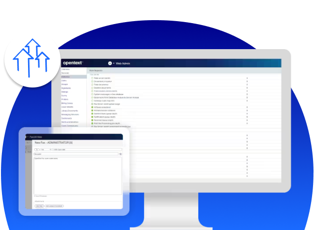 Computer display of OpenText Fax product platform